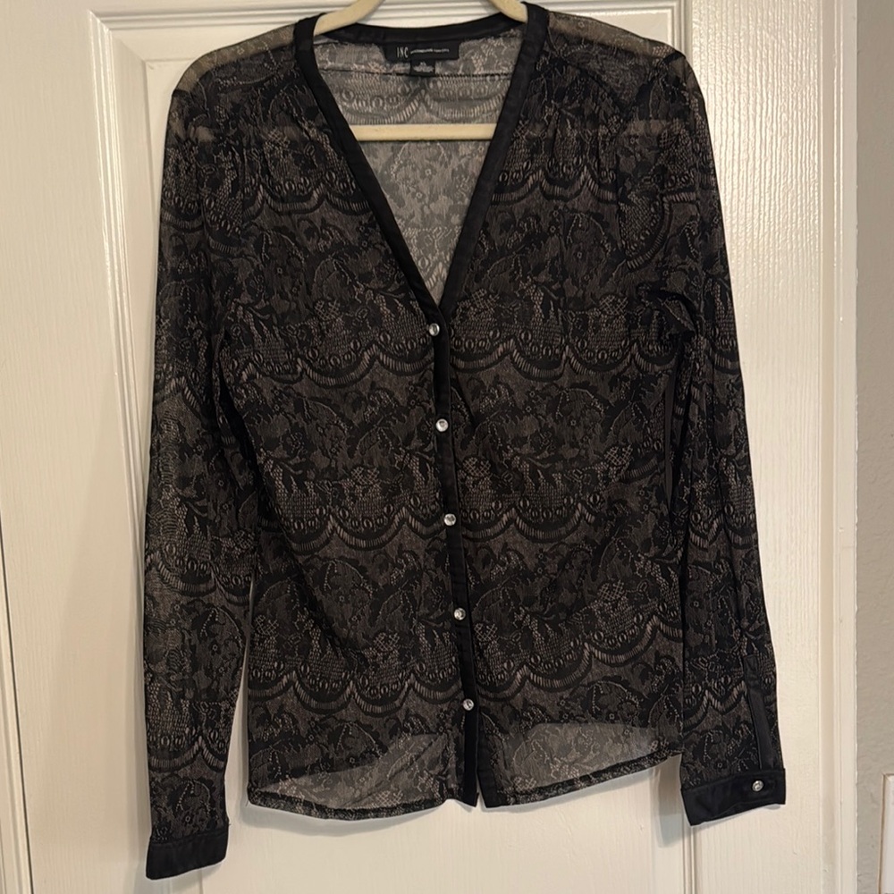 INC Elegant Black Lace Women's Top